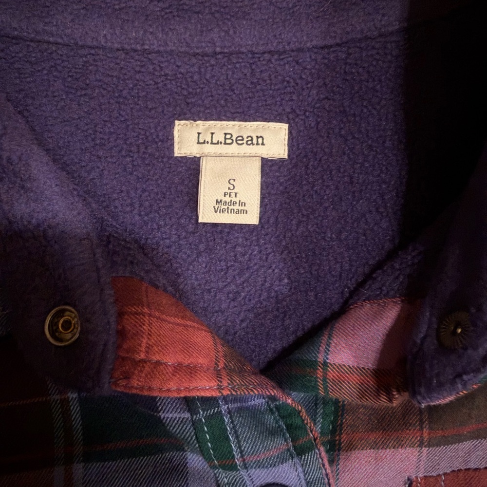 L.L.Bean Fleece Lined Plaid Jacket Petite Small Warm Shacket Coat - Picture 11 of 11
